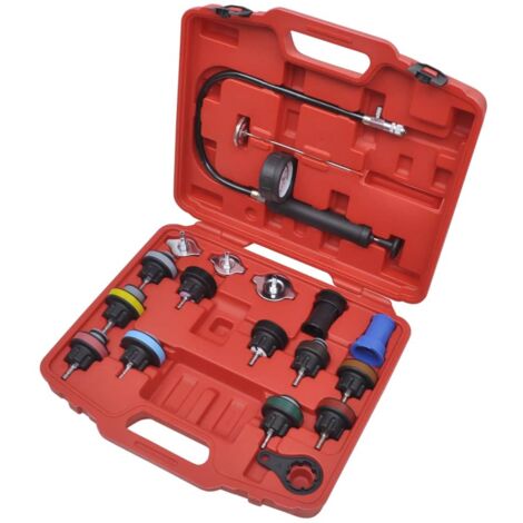 Vidaxl – Kit de testeur de pression du radiateur 18 pcs – Manomètre 0-35 psi – Adaptateurs pour VW, Audi, BMW, Renault – Boîte de transport incluse (1/6)