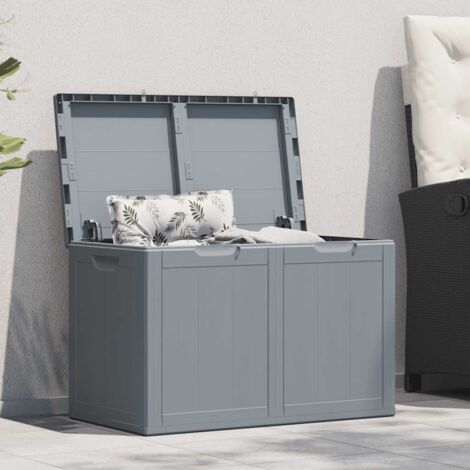 vidaXL Boîte de rangement jardin 180L Gris PP Rotin