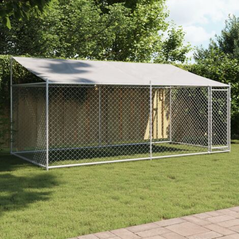 Vidaxl – Cage pour chien avec toit et porte – Acier galvanisé – Dimensions extérieures 4x2x2 m – Chenil sécurisé pour animaux