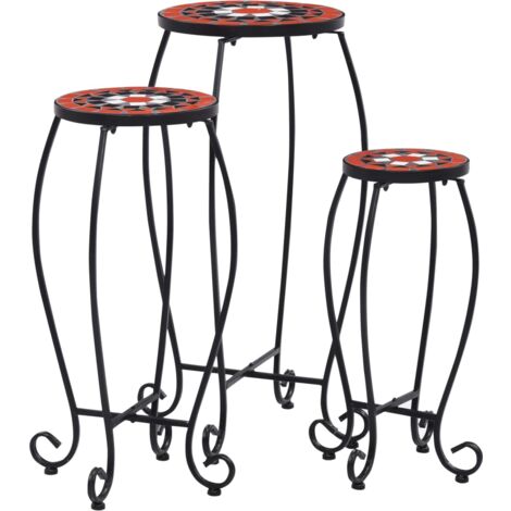 Tables mosaïque 3 pcs Terre cuite et blanc Céramique vidaXL