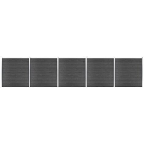 Ensemble de panneau de clôture WPC 872x186 cm Noir vidaXL