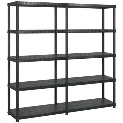 Étagère de rangement à 5 niveaux Noir 183x45,7x185 cm Plastique vidaXL