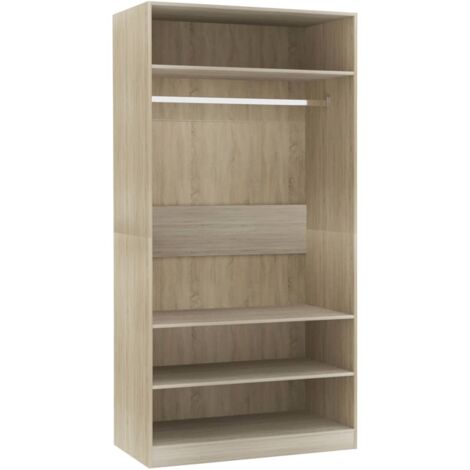 Vidaxl – Garde-robe chêne sonoma 100x50x200 cm – Bois d'ingénierie – 3 compartiments – 1 tringle – Facile à assembler