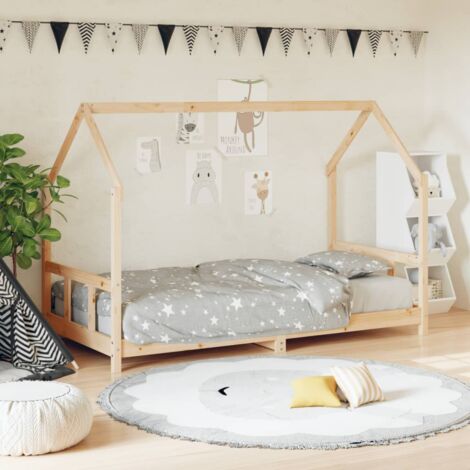 Vidaxl – Cadre de lit enfant 90x190 cm – Bois de pin massif non traité – Hauteur adaptée pour accès facile – Convient aux enfants dès 4 ans (1/6)
