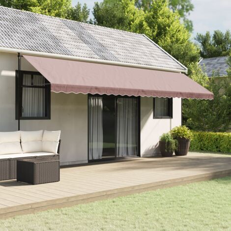 vidaXL Tissu de remplacement de cantonnière d’auvent rayure marron 6 m