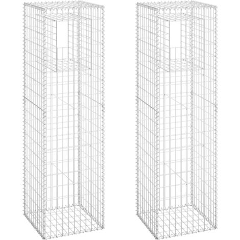 vidaXL Gabion Basket Posts 2 pcs 50x50x180 cm Iron