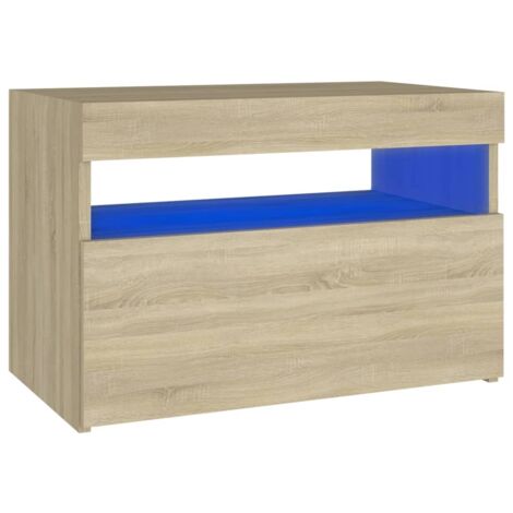 Table de chevet avec lumières LED chêne sonoma 60x35x40 cm vidaXL