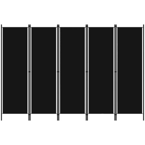 Cloison de séparation 5 panneaux Noir 250x180 cm vidaXL