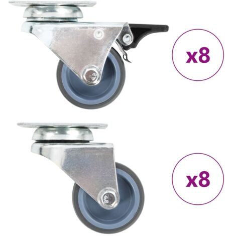 16 pcs Roulettes pivotantes doubles 50 mm vidaXL