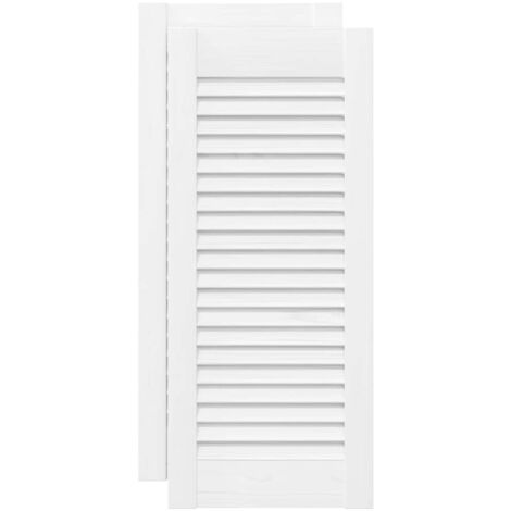 Vidaxl – Porte de placard à persiennes blanche 61,5x29,5 cm – Bois de pin massif – Circulation d'air améliorée – Charnières non incluses