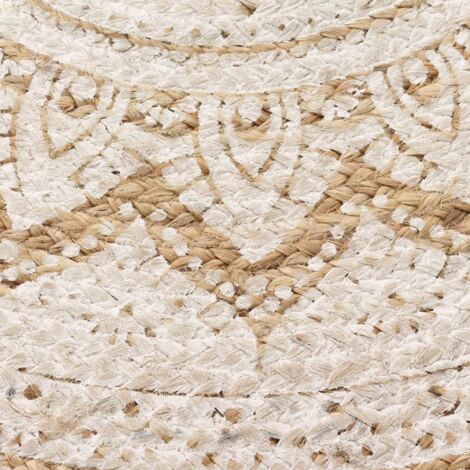 vidaXL Tapis Jute tressé imprimé 90 cm rond