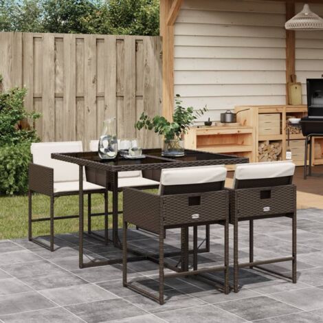 vidaXL Ensemble à manger de jardin 5 pcs et coussins marron poly rotin (1/5)