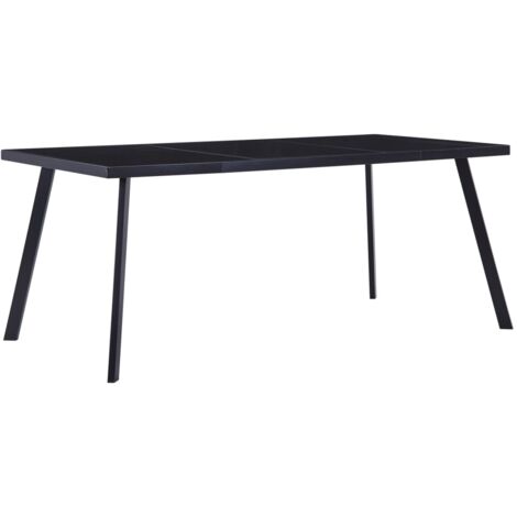 Vidaxl – Table à manger noir 160x80x75 cm – Verre trempé facile à nettoyer – Acier renforcé – Design industriel moderne (1/5)