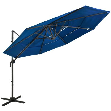 Parasol de jardin à 4 niveaux avec mât en aluminium bleu azuré vidaXL (1/5)