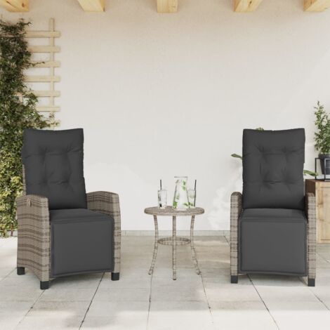 vidaXL Chaises inclinables de jardin lot de 2 et repose-pied rotin (1/6)