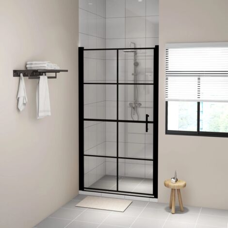 Vidaxl – Porte de douche verre trempé 100x178 cm noir – Épaisseur 5 mm – Cadre en aluminium – Poignée en acier inoxydable – Installation rapide