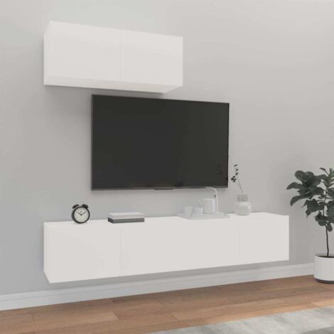 Ensemble de meubles TV 3 pcs Blanc Bois d'ingénierie vidaXL