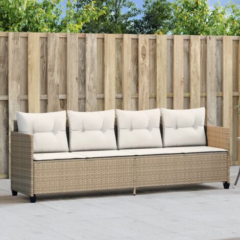 vidaXL Chaise longue avec coussins beige résine tressée