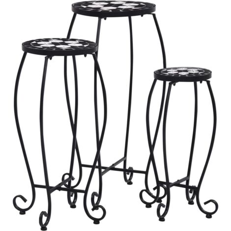 Tables mosaïque 3 pcs noir et blanc Céramique vidaXL