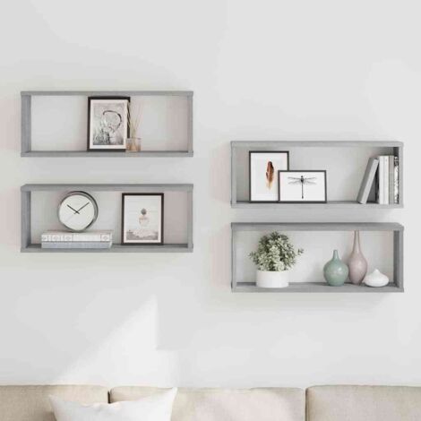 Étagères murales cube 4 pcs Sonoma gris 60x15x23 cm Bois vidaXL