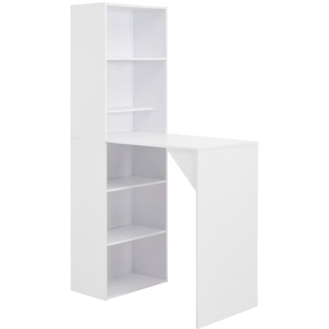 Vidaxl – Table de bar avec armoire blanche 115x59x200 cm – Bois d'ingénierie – Grand espace de rangement – Design contemporain pour petits espaces
