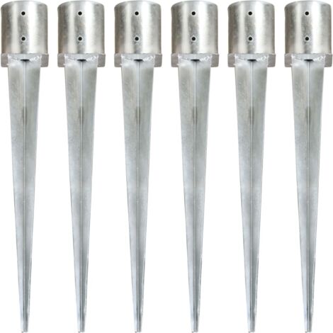 Piquets au sol 6 pcs Argenté 12x91 cm Acier galvanisé vidaXL