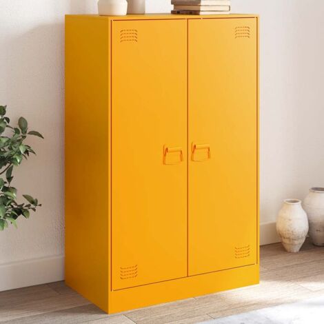 vidaXL Buffet jaune moutarde 67x39x107 cm acier (1/5)