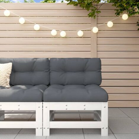 Canapé central avec coussins blanc bois de pin massif vidaXL