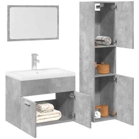 vidaXL 3 Piece Bathroom Furniture Set Concrete Grey Engineered Wood
