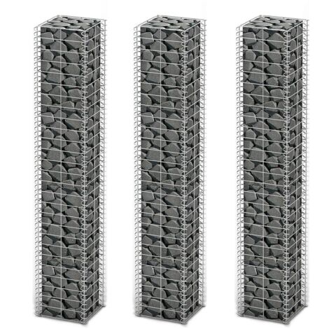 Vidaxl – Jeu de paniers de gabion 3 pcs – Acier galvanisé 25x25x150 cm – Capacité de charge 1400 kg/m³ – Assemblage facile