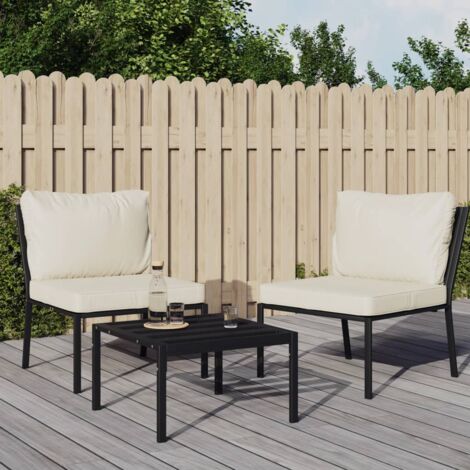 vidaXL Chaises de jardin et coussins sable lot de 2 60x74x79 cm acier (1/5)