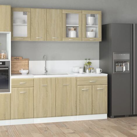 Vidaxl – Ensemble d'armoires de cuisine 4 pcs chêne sonoma – Matériau bois d'ingénierie – Dimensions : 80x46x81.5cm, 60x46x81.5cm, 60x31x60cm, 80x31x60cm