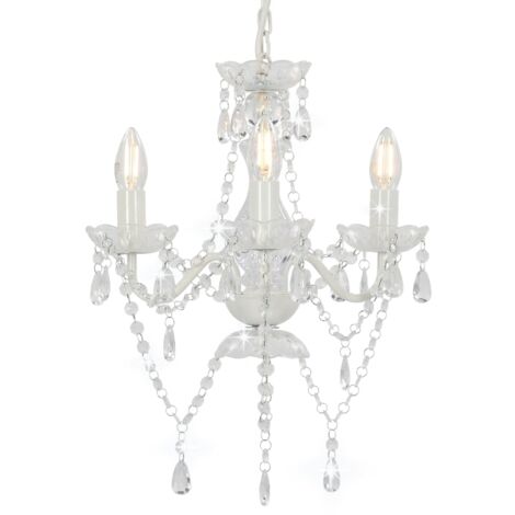 Vidaxl – Lustre rond blanc avec perles acryliques – 3 douilles E14 – Dimensions 36 x 42 cm – Éclairage personnalisable pour intérieur - ROND 3 X