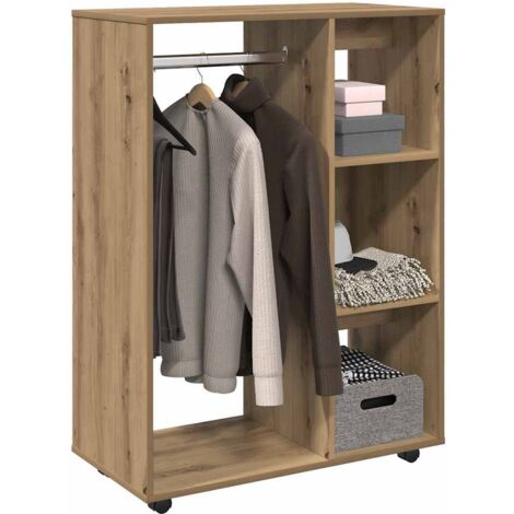 Vidaxl – Armoire en bois d'ingénierie 80x40x110 cm – 3 étagères latérales – Résistante à l'humidité – Déplacement facile avec roulettes