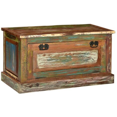 Vidaxl – Banc de rangement à chaussures en bois de récupération – 2 grands compartiments – Style vintage unique – Fait main, sans assemblage requis (1/5)