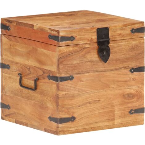Vidaxl – Coffre en bois d'acacia massif 40x40x40 cm – Verrouillable – Poignées latérales – Finition naturelle - vidaXL562922