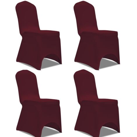 Housse de chaise extensible 4 pcs Bordeaux DEC022360