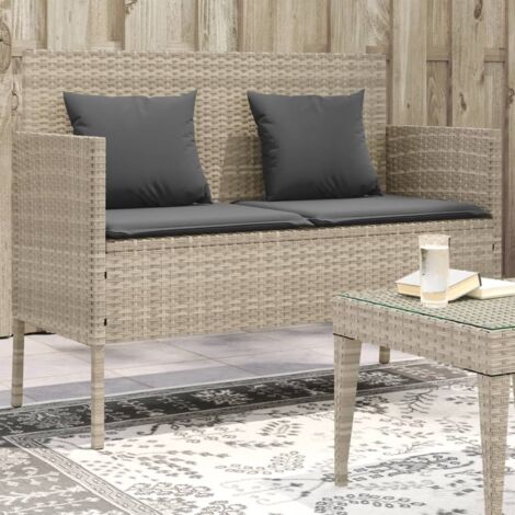 vidaXL Banc de jardin avec coussins gris clair résine tressée