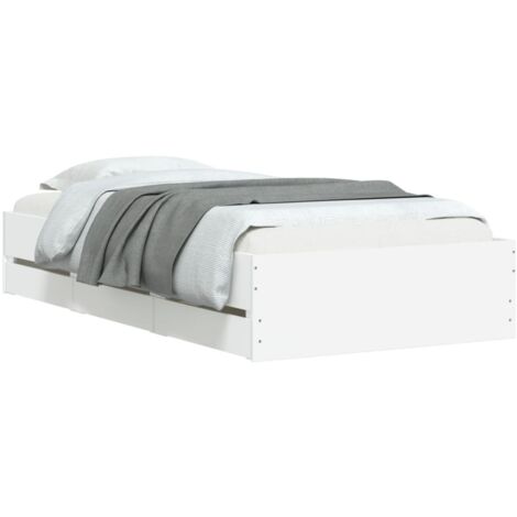 Vidaxl – Cadre de lit blanc 90x190 cm avec 6 tiroirs – Structure en bois d'ingénierie – Lattes en contreplaqué pour soutien optimal (1/5)