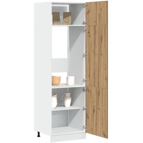 Vidaxl – Armoire frigorifique en bois d'ingénierie 60x57x207 cm – 3 portes – 4 étagères – Design chêne artisanal – Fixation murale incluse