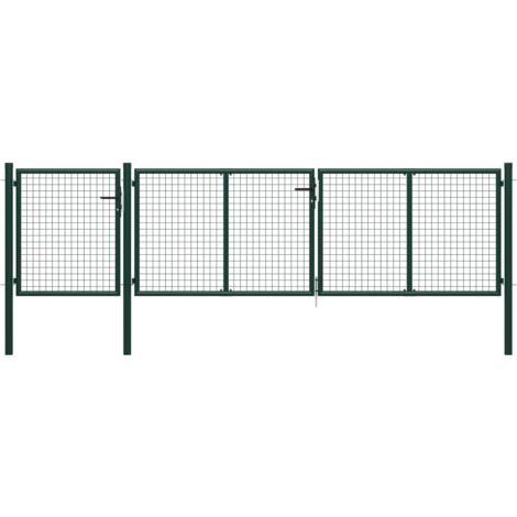 vidaXL Portail de jardin Acier 400 x 100 cm Vert (1/5)