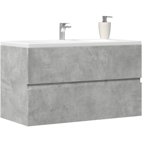 Armoire d'évier Gris béton 90x38,5x45 cm Aggloméré vidaXL