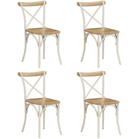 vidaXL Chaises à dossier croisé lot de 4 blanc bois de manguier massif