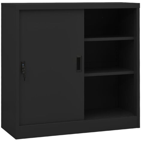 Vidaxl – Armoire de bureau avec porte coulissante anthracite 90x40x90 cm – Acier robuste – Étagères réglables – Serrure pour documents