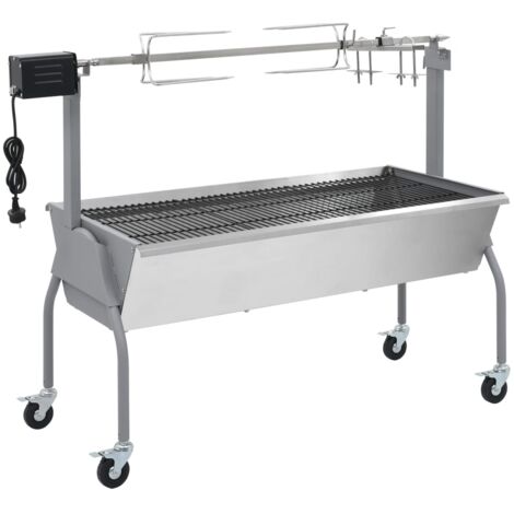 Vidaxl – Barbecue à charbon avec rôtissoire électrique – Grille spacieuse – Hauteur réglable – 4 roues avec freins pour transport facile