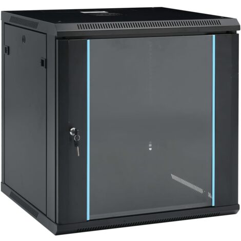 Vidaxl – Coffret de communication mural 12U 19' IP20 600x600x640 mm – Acier laminé à froid – Panneaux latéraux amovibles – Porte avant verrouillable en verre