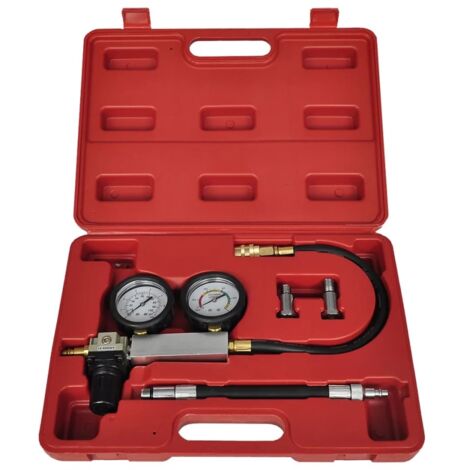 Vidaxl – Ensemble de détecteur de fuite de cylindre – Compatible bougies 12/14 mm – Manomètre et jauge inclus – Mallette de transport - vidaXL85206