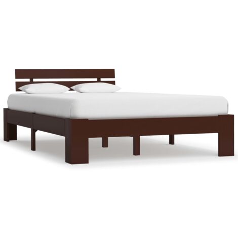 Cadre de lit sans matelas marron foncé pin massif 140x200 cm vidaXL