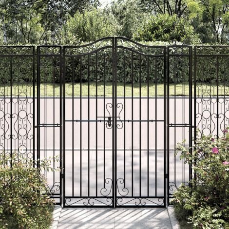 Vidaxl – Portail de jardin en fer forgé noir 121x150 cm – Système verrouillable – Poteaux élégants pour sécurité – Design ornemental (1/6)