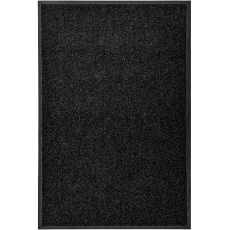 vidaXL Doormat Washable Black 60x90 cm